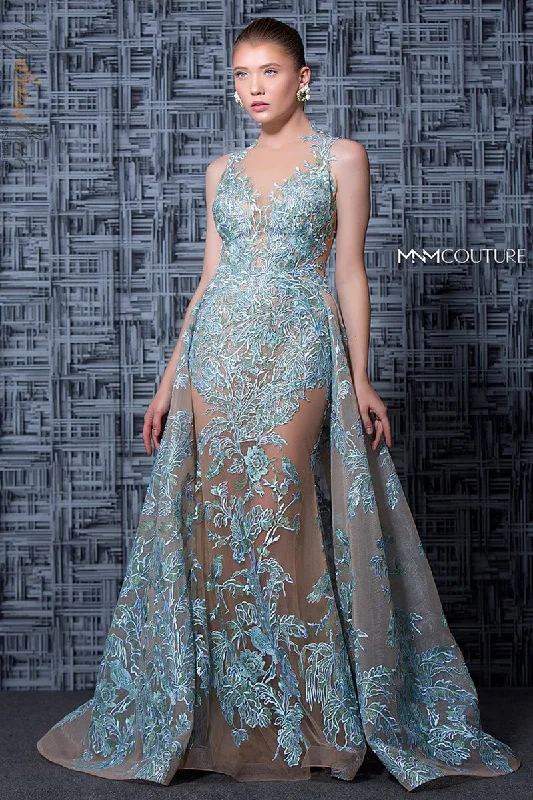 Prom dresses with keyhole backs and rhinestone - studded straps for a flirty lookMNM Couture K3596