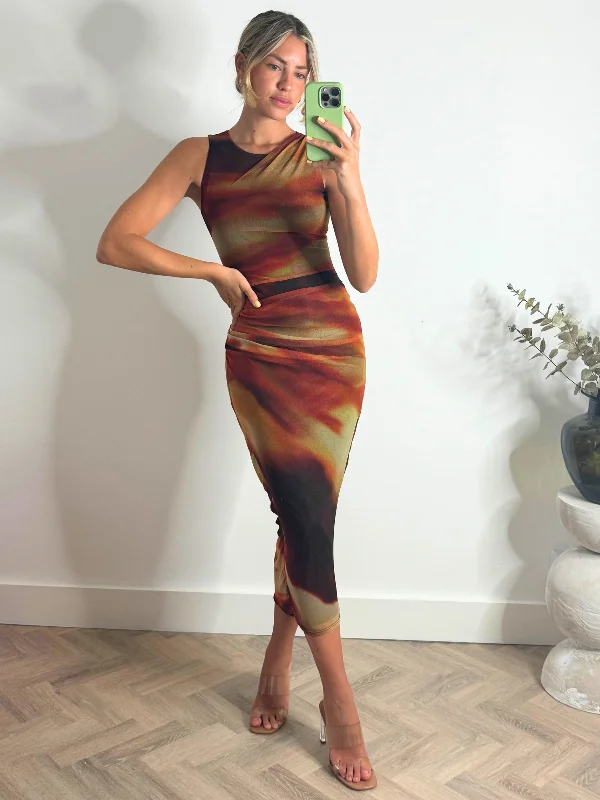 Ball - gown style formal dresses with sequined bodices for promNaya Mesh Sleeveless Maxi dress / Orange Ombre Ball - gown style formal dresses with sequined bodices for promNaya Mesh Sleeveless Maxi dress / Orange Ombre