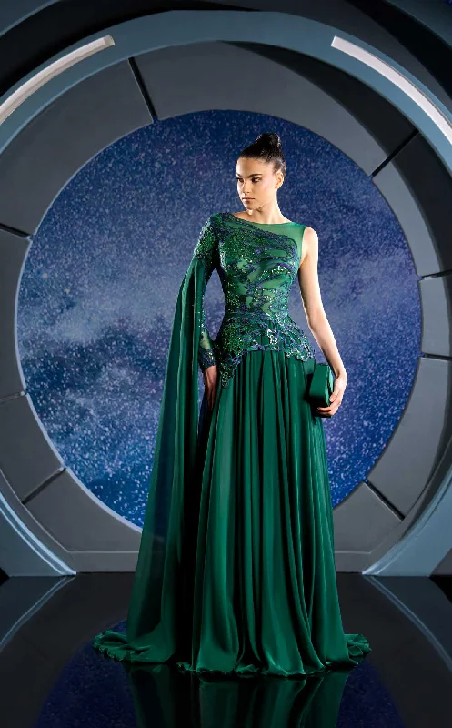 Prom dresses with gathered skirts and crystal - encrusted belts for a luxurious promReverie Couture FW24127 Dress