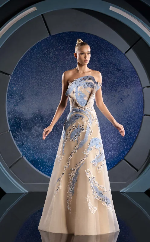 Tea - length formal dresses with lace trim for a semi - formal promReverie Couture FW24135 Dress