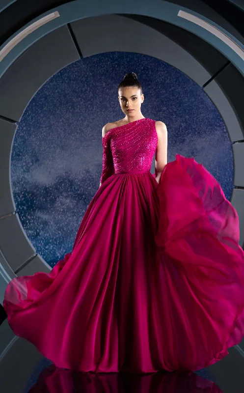 Prom dresses with illusion necklines and crystal embellishments for a formal affairReverie Couture FW24145 Dress