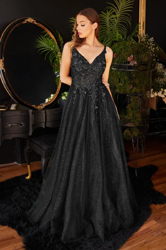 Party dresses with a polka - dot pattern for a classic and playful style​Sleeveless Tulle Long A Line Black Wedding Dress