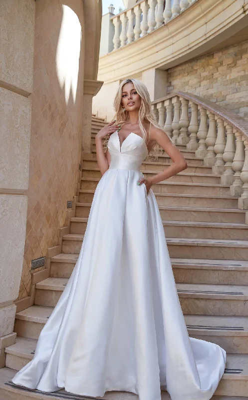 Prom dresses with gathered skirts and crystal - encrusted belts for a luxurious promTina Holly Couture TA611W Dress