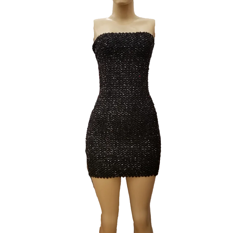 Formal dresses with pleated yokes and button - up fronts for a classic and refined lookWomen's Sequin Tube Mini Dress With Zipper Back Formal dresses with pleated yokes and button - up fronts for a classic and refined lookWomen's Sequin Tube Mini Dress With Zipper Back