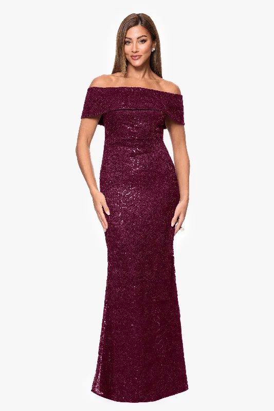 Formal dresses with ruched back panels and button - down fronts for a unique and flattering fit"Angelique" Long Off the Shoulder Sequin Lace Dress Formal dresses with ruched back panels and button - down fronts for a unique and flattering fit"Angelique" Long Off the Shoulder Sequin Lace Dress