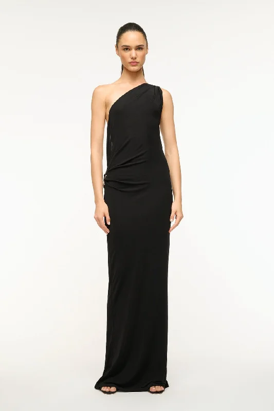Prom dresses with lace - trimmed hems and off - the - shoulder necklines for a delicate lookZENITH DRESS | BLACK