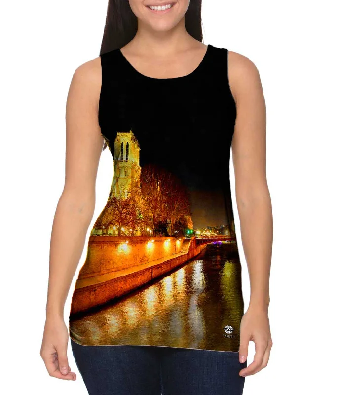Plus Size Women's Criss - Cross Back Tank Tops in Neon ColorsCathedral Notre Dame De Paris Night Plus Size Women's Criss - Cross Back Tank Tops in Neon ColorsCathedral Notre Dame De Paris Night