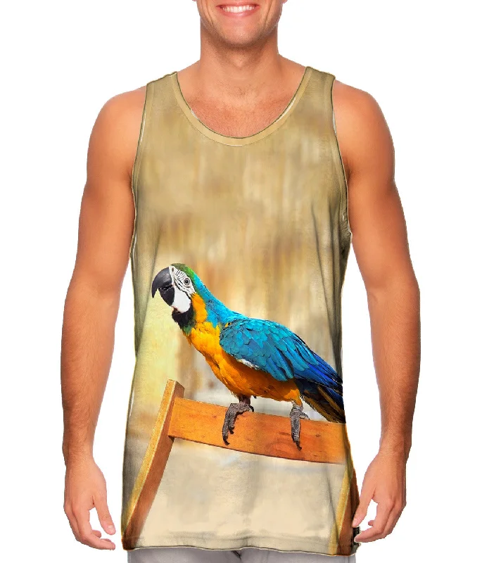 Plus Size Women's Puff - Sleeve Tank Tops in Pastel HuesChair Macaw Parrot