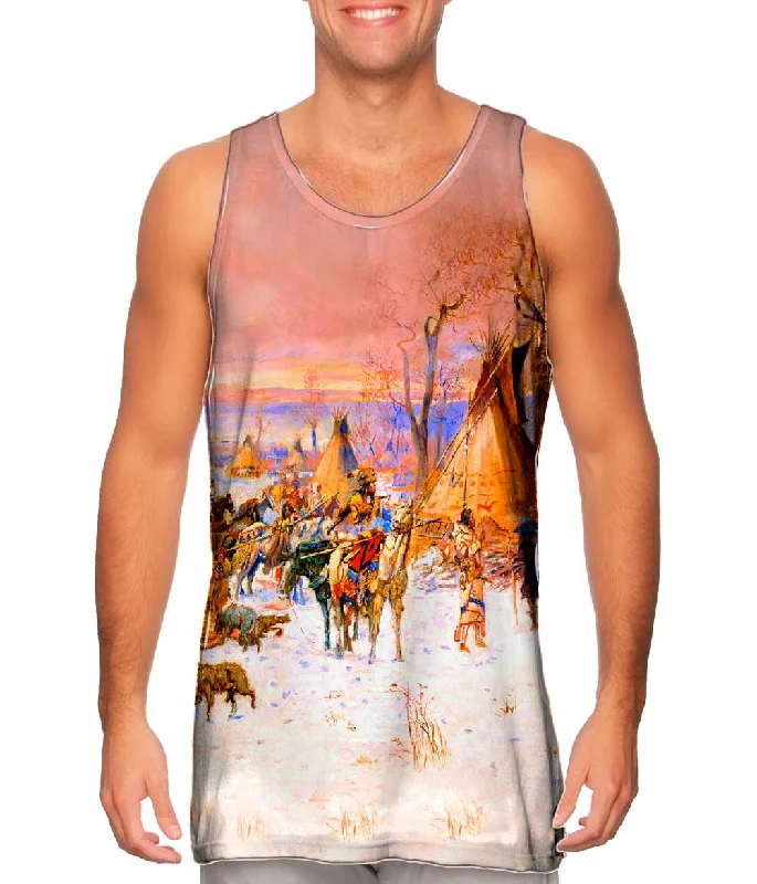 Women's Cropped Tank Tops with Vintage Band LogosCharles Marion Russell - "Indian Hunters Return" (1900) Women's Cropped Tank Tops with Vintage Band LogosCharles Marion Russell - "Indian Hunters Return" (1900)