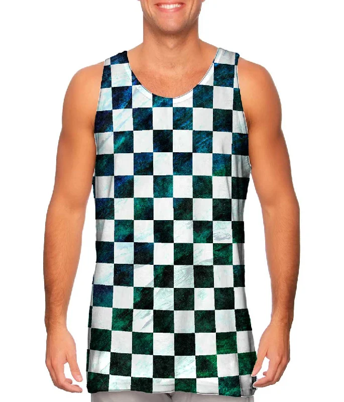 Scoop Neck Women's Linen Blend Tank Tops for SummerCheckered Dreams Checkered Past