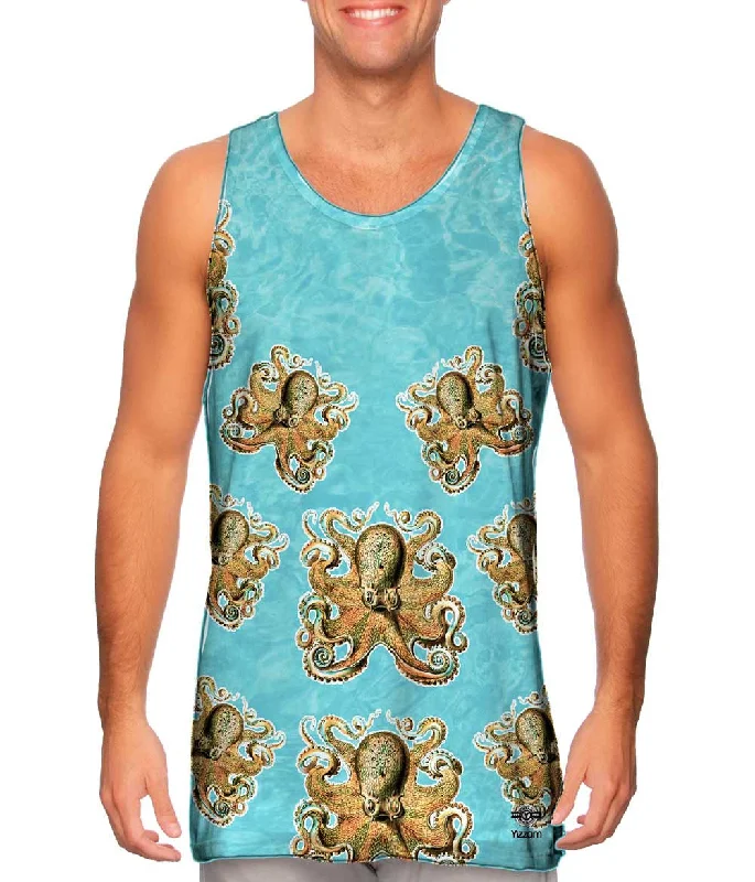 Halter Neck Women's Modal Blend Tank Tops for ComfortCheerful Orange Octopus