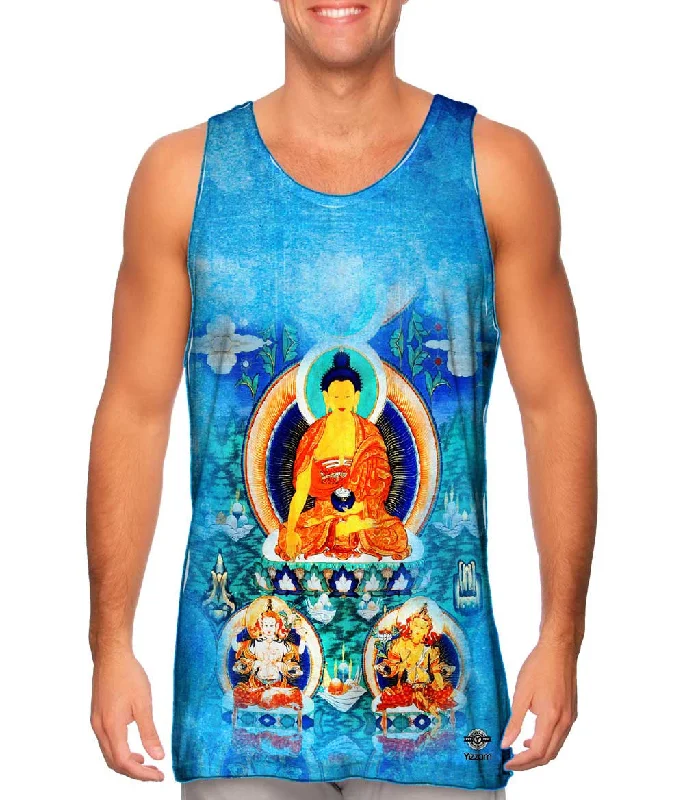 Women's Button - Down Tank Tops in Striped PatternsChenrezig and Manjushri - "Shakyamuni" Women's Button - Down Tank Tops in Striped PatternsChenrezig and Manjushri - "Shakyamuni"