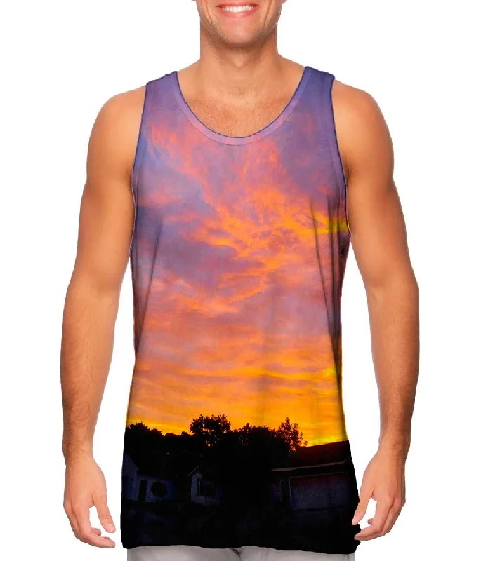 Plus Size Women's Puff - Sleeve Tank Tops in Pastel HuesCherish Sunset