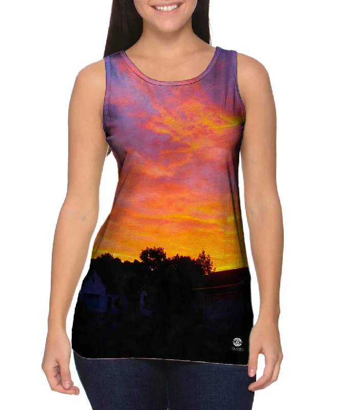 High - Neck Women's Silk Blend Tank Tops for a Luxurious FeelCherish Sunset