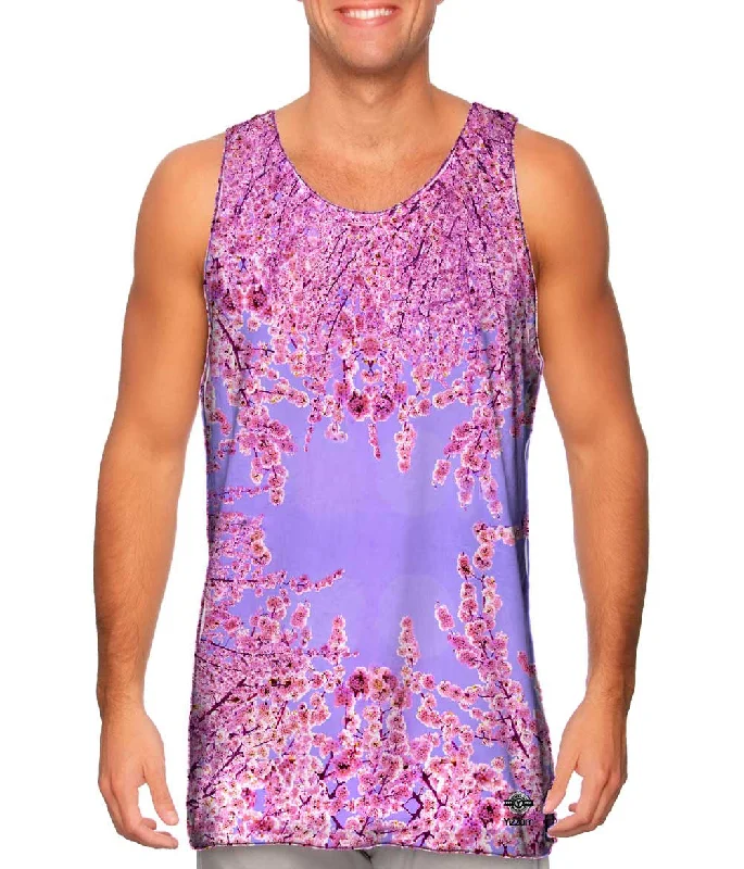 Women's Longline Tank Tops with Abstract PrintsCherry Blossom Explosion