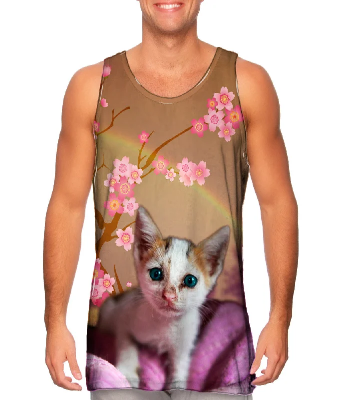 Plus Size Women's Criss - Cross Back Tank Tops in Neon ColorsCherry Blossom Kitten