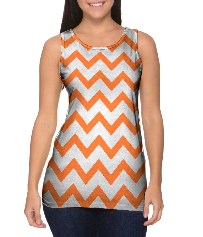 Plus Size Women's Side - Slit Tank Tops in Metallic ShadesChevron Orange Medium
