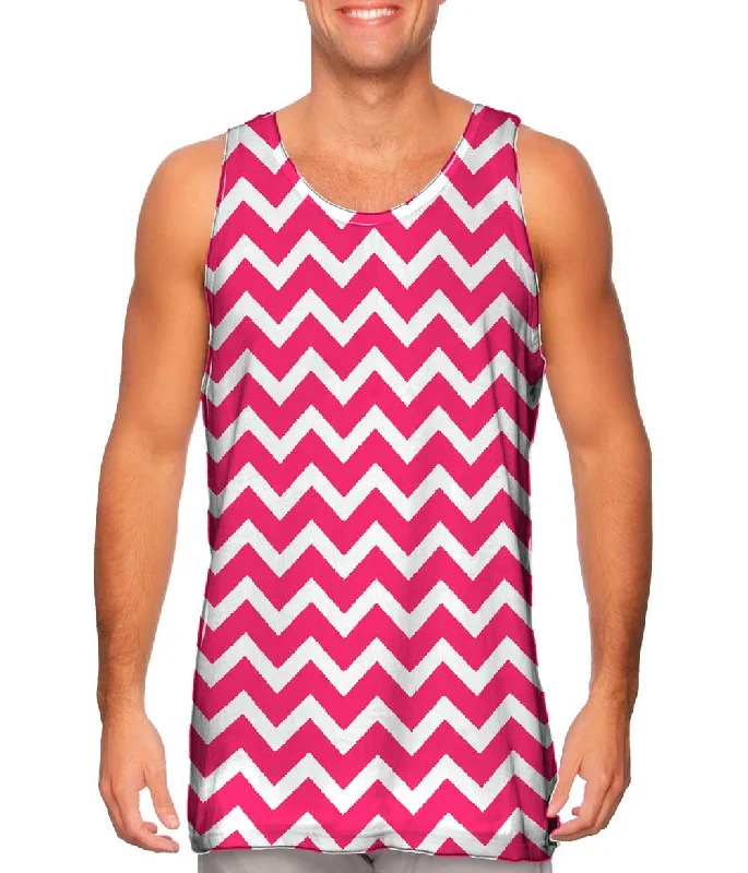Mock Neck Women's Performance Tank Tops for CyclingChevron Thick Pink