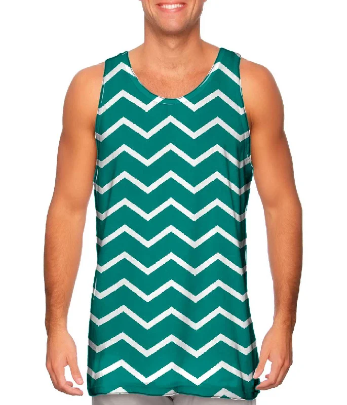 One - Shoulder Women's Rayon Blend Tank Tops for a Flowy LookChevron Turquoise White Reversed One - Shoulder Women's Rayon Blend Tank Tops for a Flowy LookChevron Turquoise White Reversed