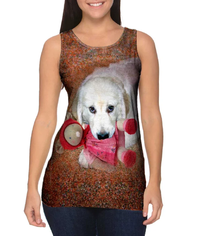 Plus Size Women's Puff - Sleeve Tank Tops in Pastel HuesChew Toy Labrador