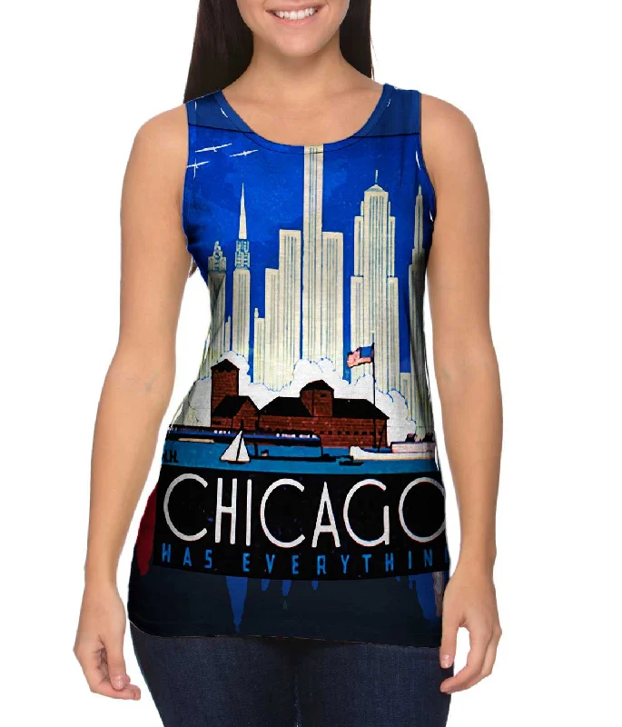Women's Longline Tank Tops with Abstract PrintsChicago Has Everything 057