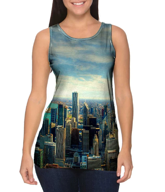 Women's Spaghetti Strap Tank Tops with Geometric PatternsChicago Skyline