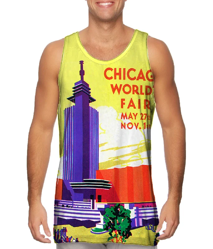 Plunge Neck Women's Seamless Tank Tops for a Smooth FitChicago Worlds Fair Poster 054 Plunge Neck Women's Seamless Tank Tops for a Smooth FitChicago Worlds Fair Poster 054