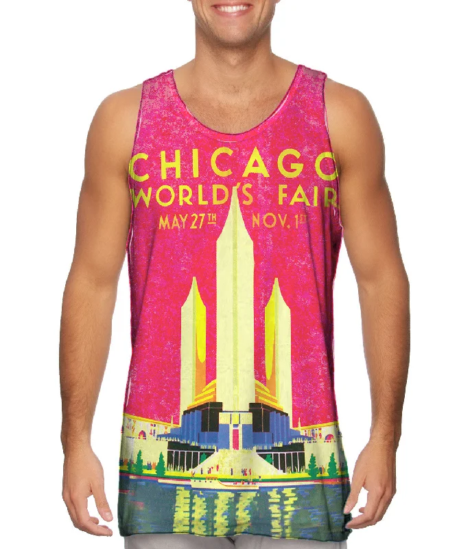 Mock Neck Women's Performance Tank Tops for CyclingChicago Worlds Fair Poster 056