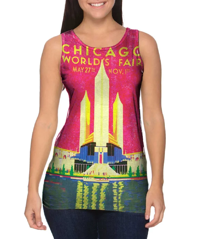 Plus Size Women's Embroidered Tank Tops in Boho StylesChicago Worlds Fair Poster 056 Plus Size Women's Embroidered Tank Tops in Boho StylesChicago Worlds Fair Poster 056