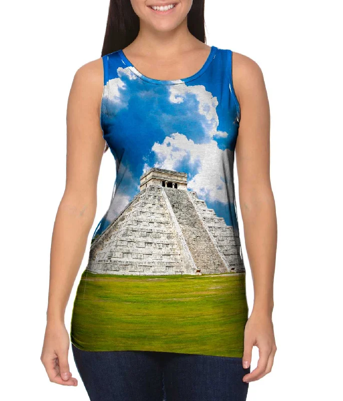 Women's Button - Down Tank Tops in Striped PatternsChichen Itza Mexico