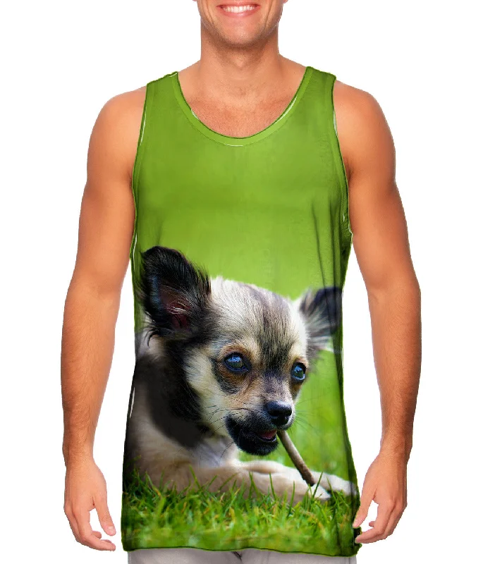 High - Neck Women's Silk Blend Tank Tops for a Luxurious FeelChihuaha Loves To Chew