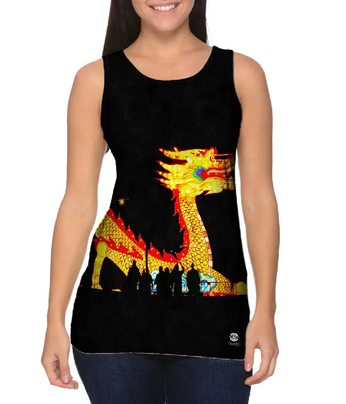 Women's Spaghetti Strap Tank Tops with Geometric PatternsChina Festival Of Lights Dragon Women's Spaghetti Strap Tank Tops with Geometric PatternsChina Festival Of Lights Dragon