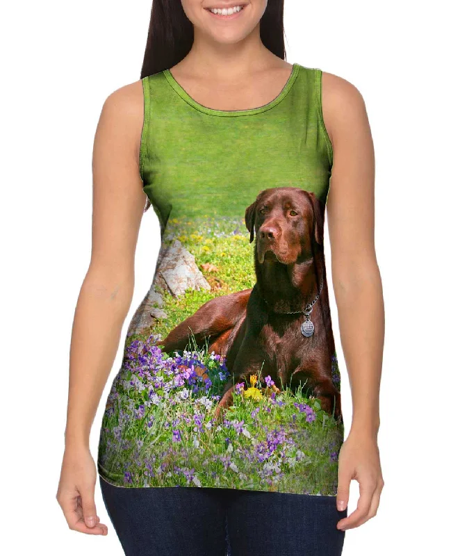 Halter Neck Women's Modal Blend Tank Tops for ComfortChocolate Lab In Spring