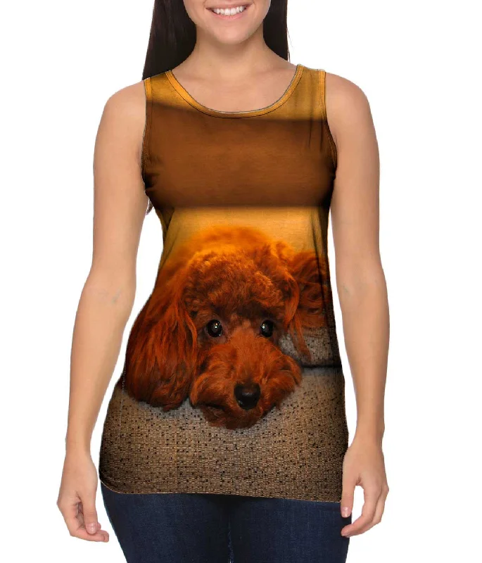 One - Shoulder Women's Rayon Blend Tank Tops for a Flowy LookChocolate Toy Poodle Stare