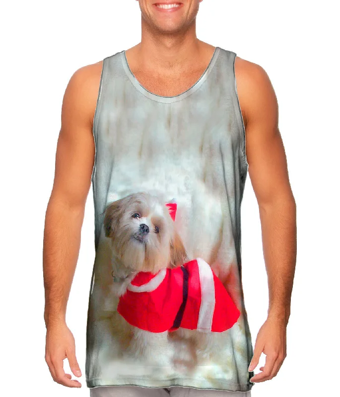 Plus Size Women's Criss - Cross Back Tank Tops in Neon ColorsChristmas Shihtzu