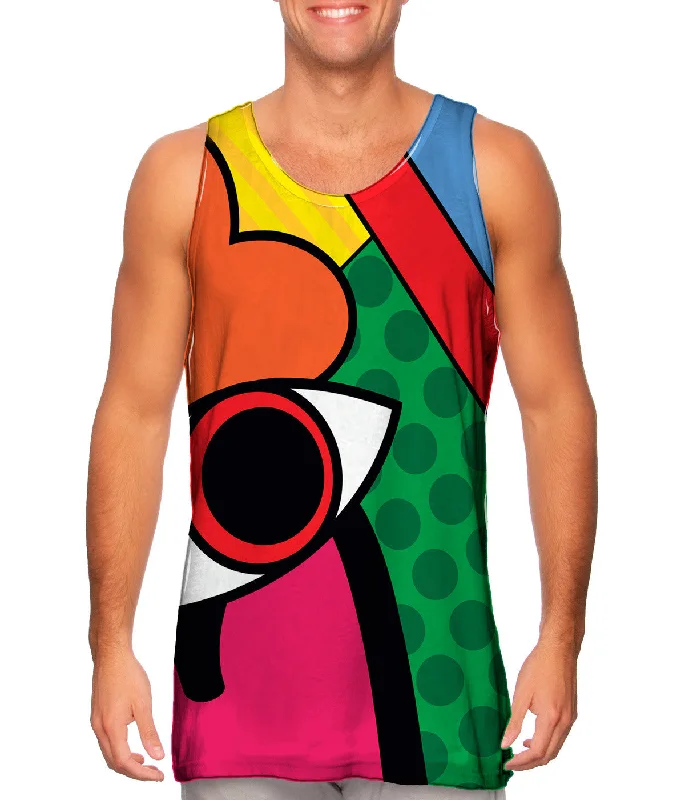 Plus Size Women's Criss - Cross Back Tank Tops in Neon ColorsCircles on Green and Orange Plus Size Women's Criss - Cross Back Tank Tops in Neon ColorsCircles on Green and Orange