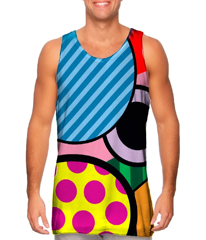 V - Neck Women's Moisture - Wicking Tank Tops for RunningCircles on Pink and Blue