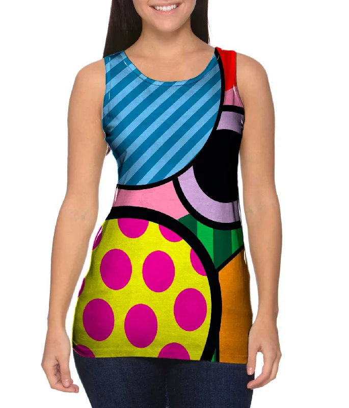 Women's Sleeveless Ribbed Tank Tops for a Trendy LookCircles on Pink and Blue