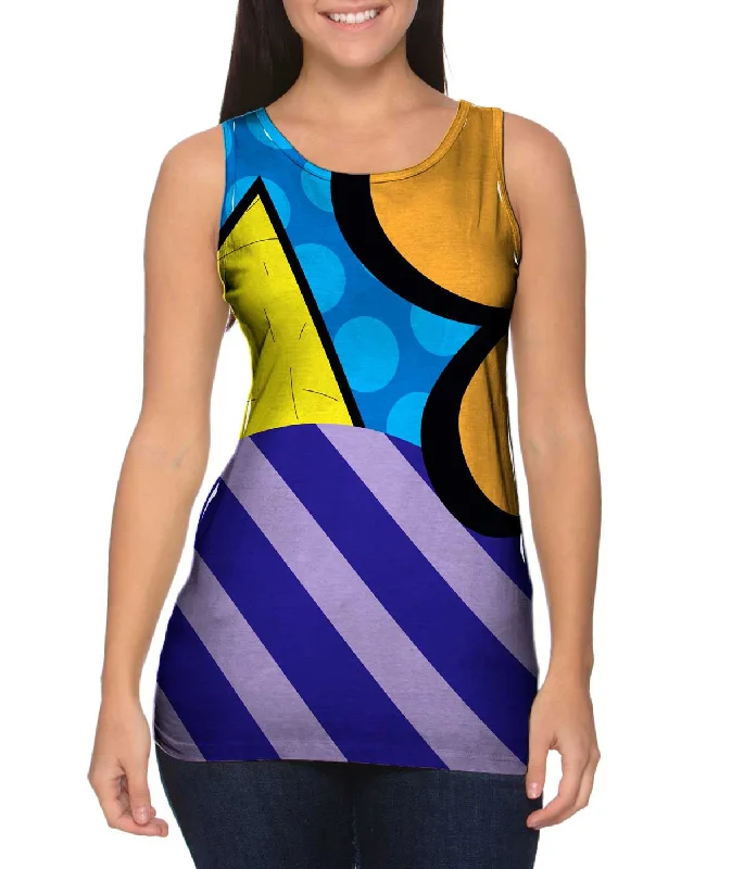 Square Neck Women's Organic Cotton Tank Tops in Earth TonesCircles on Yellow and Blue Square Neck Women's Organic Cotton Tank Tops in Earth TonesCircles on Yellow and Blue