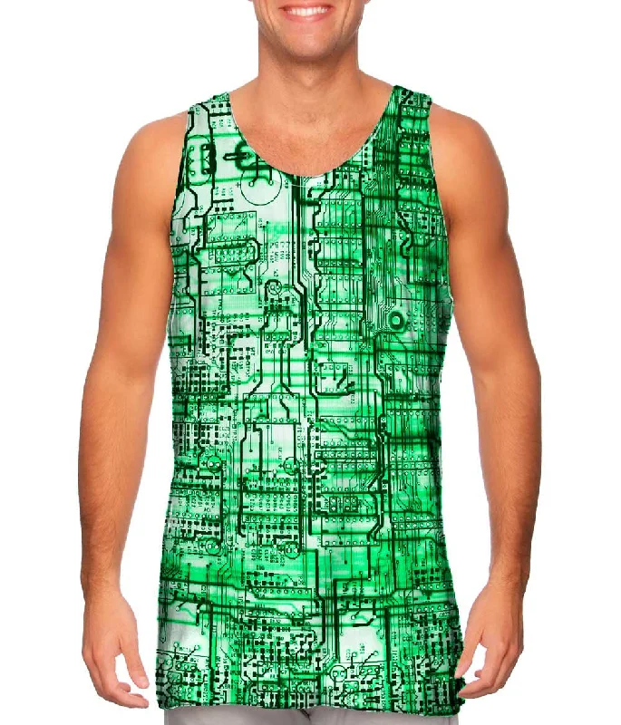 Plus Size Women's Side - Slit Tank Tops in Metallic ShadesCircuit Board Green