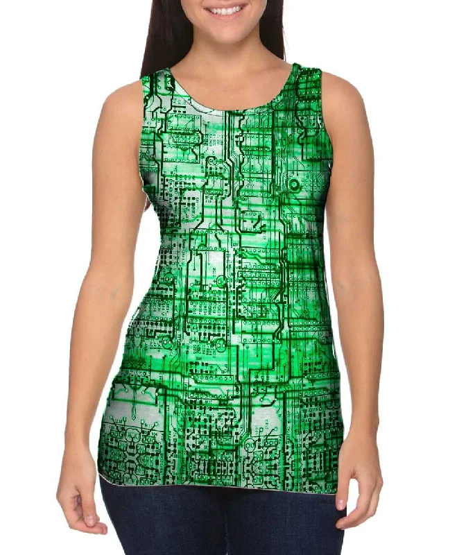 Halter Neck Women's Modal Blend Tank Tops for ComfortCircuit Board Green