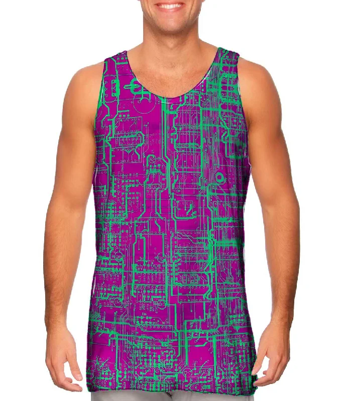 Women's Cropped Tank Tops with Vintage Band LogosCircuit Board Pink