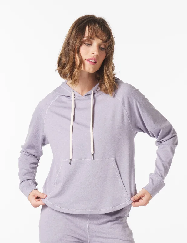 Women's tie - dye hoodie in bright colors for a retro and eye - catching styleRocky Hoodie: Dusty Lavender Marble