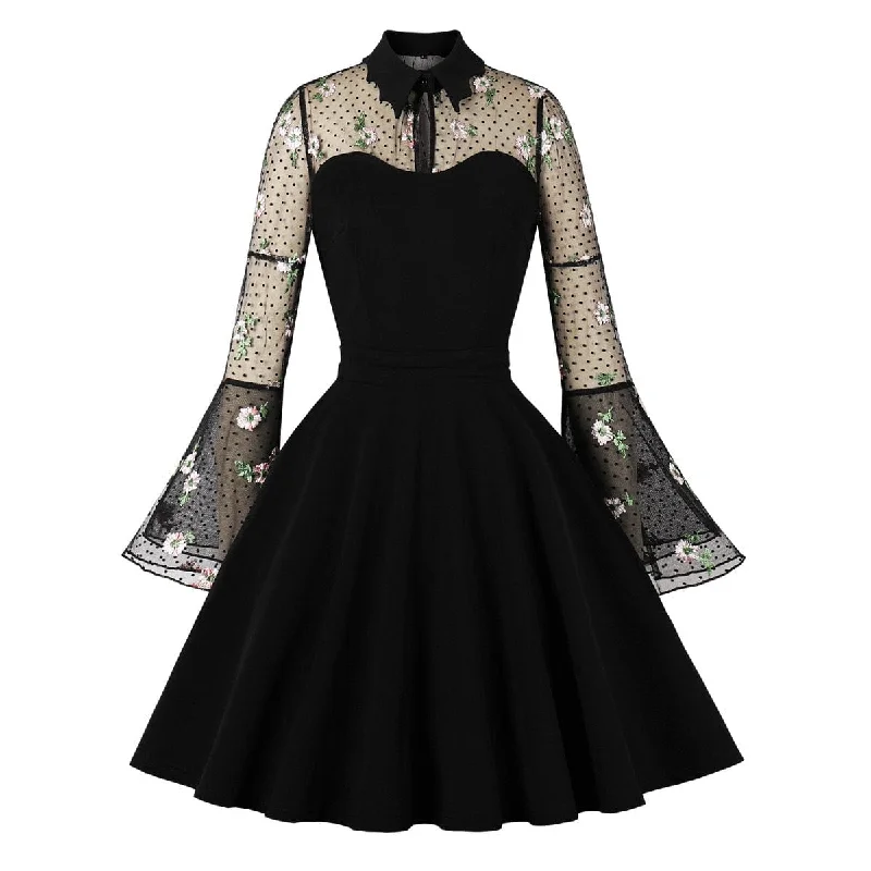 Formal dresses with off - the - shoulder sleeves and rhinestone accents for a sophisticated promWomen's Gothic Floral Embroidered Flared Sleeved Formal Dress Formal dresses with off - the - shoulder sleeves and rhinestone accents for a sophisticated promWomen's Gothic Floral Embroidered Flared Sleeved Formal Dress