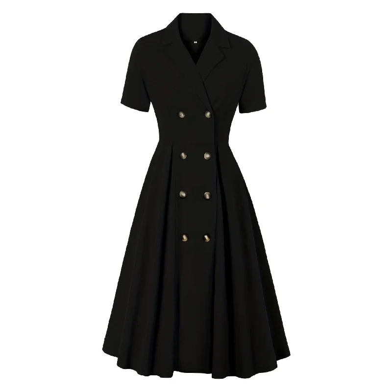 Formal dresses with wrap - around styles and beaded belts for a customized fitWomen's Gothic Turn-down Collar Double-breasted Formal Dress Formal dresses with wrap - around styles and beaded belts for a customized fitWomen's Gothic Turn-down Collar Double-breasted Formal Dress
