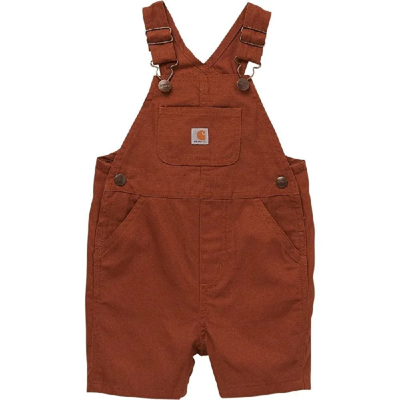 Youth Boy's Loose Fit Canvas Shortalls - Brown