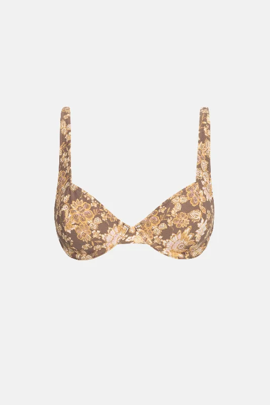 Plus Size Women's Print - Blocked Swim Tops in Multicolor for a Trendy and Fashion - Forward LookArcadia Paisley Underwire Top Chocolate