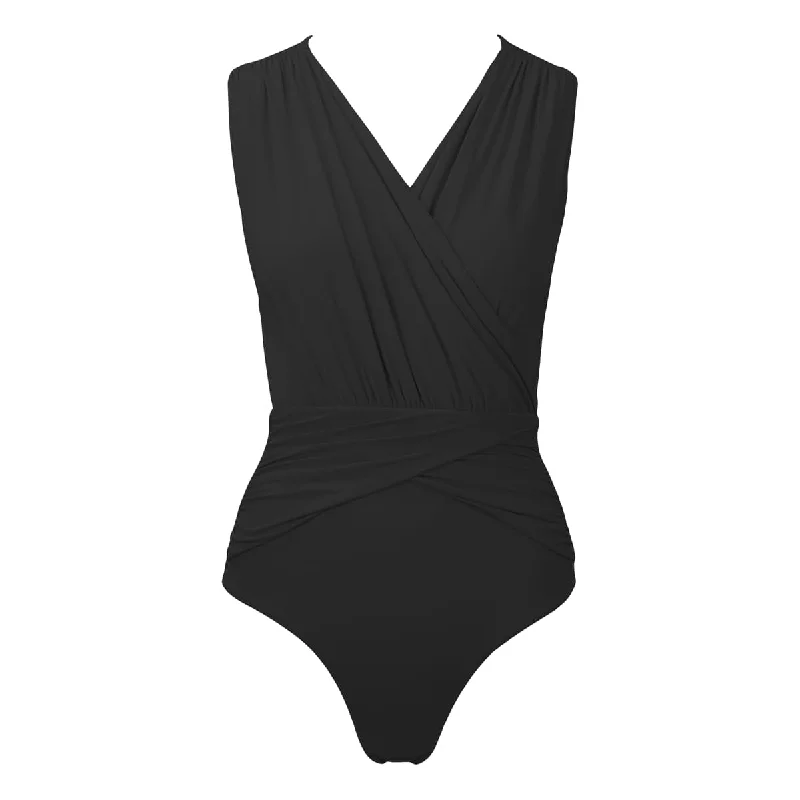 Plus Size Women's Animal Print One - Pieces in Leopard for a Bold and Trendy StatementAZUREN SWIMSUIT BLACK