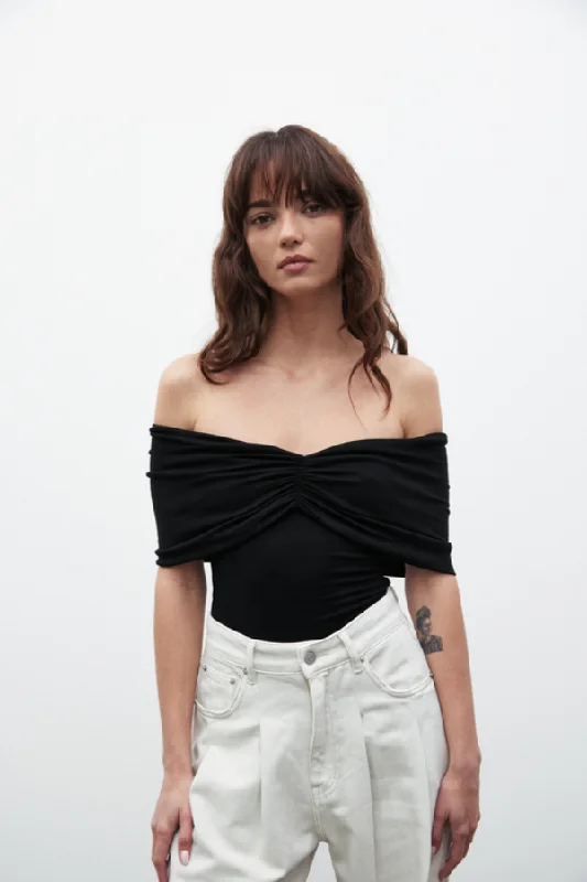 Ruffled Bodysuits with a Playful and Feminine TouchEisley Sleeveless Bodysuit Black