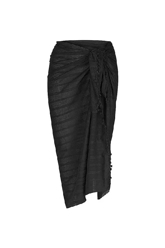 Sustainable organic cotton cover ups for eco - conscious beach loversBlack Sarong